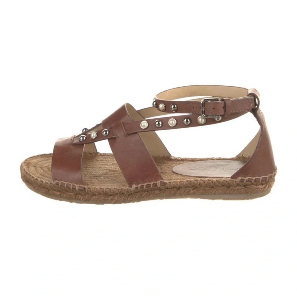 Jimmy Choo Denise leather espadrille sandals EU 38 tan brown